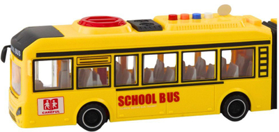 Autobus shkollor lodër LeanToys, me artikulacion, 1:16, dritë dhe zë, i verdhë