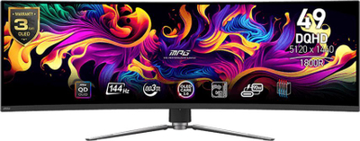 Monitor gaming i lakuar MSI MPG 491CQPDE, 49\", me figurë shumë të pastër, ngjyrë e zezë