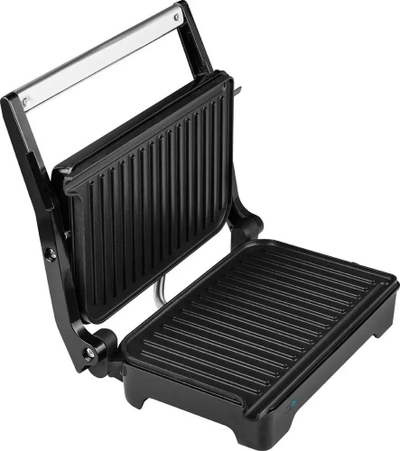 Toster për sanduiçe ECG S 2070 Panini, 1200W, sipërfaqe mos-ngjitëse, i zi me argjend