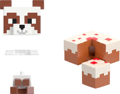 Set lodrash Mattel Minecraft Mob Head Minis Panda Playhouse, figura të vogla, shpi loje, shumëngjyrëshe