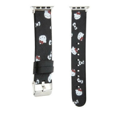 Rrip ore Apple Watch Hello Kitty, 38/40mm, lëkurë vegane, i zi