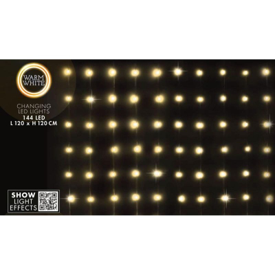 Dritare dekorative me LED, perde me 144 drita, 120×120cm, warm white, e bardhë e ngrohtë