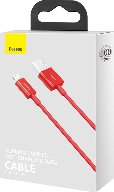 Kabllo USB Baseus Superior USB A në Lightning, 1 m, e kuqe