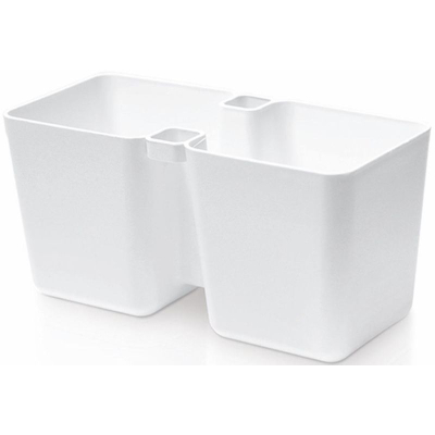 Vazo barishtesh Prosperplast Twins Cube, 2.5L, me gërshërë Herbs Cut, e bardhë