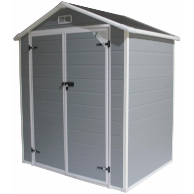 Kasolle kopshti Saska Garden Tool House, PVC, 181x135x210 cm, gri e errët