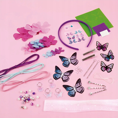 Set DIY "Crown of Enchantment", aksesorë flokësh, zbukurime me flutura, me ngjyra nga të gjitha