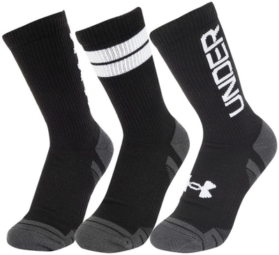 Çorape futbolli Under Armour Performance Tech Crew, paketim 3 palë, amortizim, të zeza