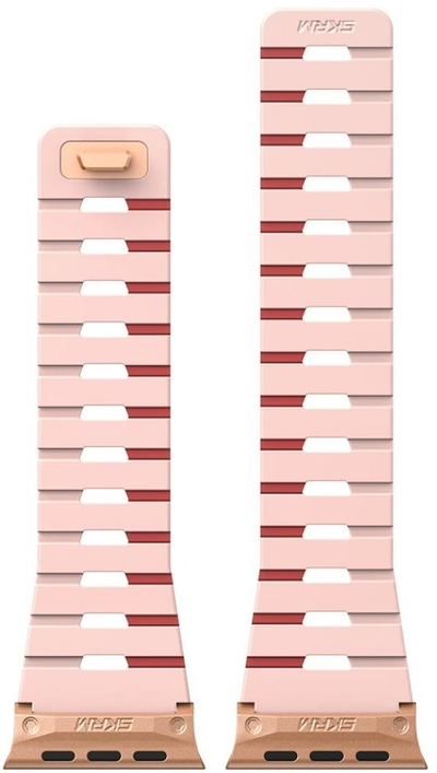 Rrip dore Skinarma Gemini Pink Band për Apple Watch 42/41/40 mm, silikon, rozë