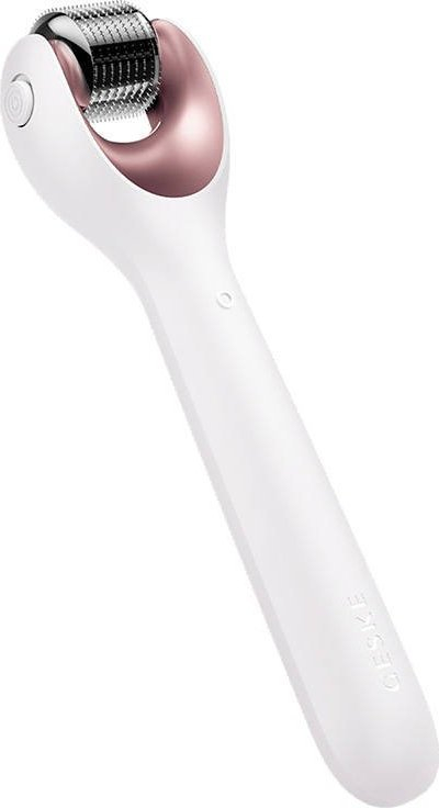 Ruler me mikrogjilpëra për fytyrë Geske MicroNeedle Face Roller 9 në 1, set 9 në 1, i bardhë me rozë