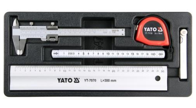 Сет мерни алати ЈАТО YT-55474, 5 парчиња, верниер шублер, со мерна лента