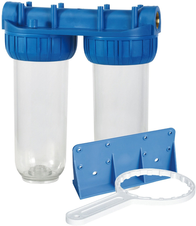 Trup filtri uji NW-BR10B2-PET10, dyfishtë, lidhje 3/4”, blu