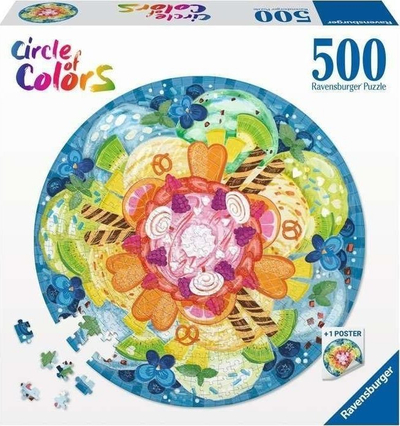 Puzzle Ravensburger Color Palette, 500 pjesë, motiv akullore shumëngjyrëshe
