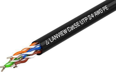 Kabllo rrjeti Lanview LVN122149, Cat5e U UTP, 305m, e zezë