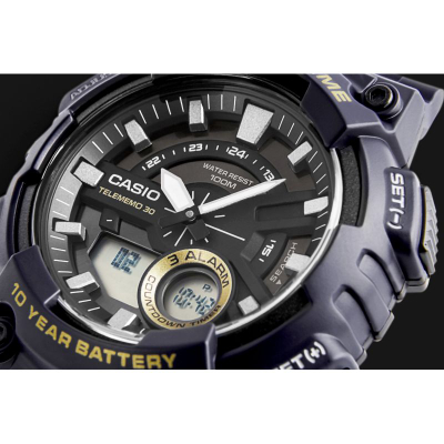 Ora dore Casio AEQ-110W-2AVDF, analog dixhitale, kuarci, blu navy