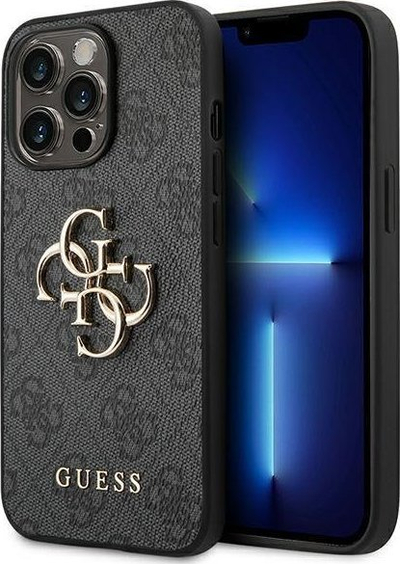 Kapak telefoni Guess 4G Big Metal Logo për iPhone 14 Pro Max, gri
