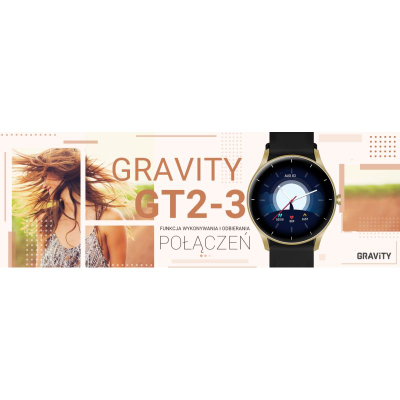Smartwatch Gravity GT2-3, ekran 1.28" IPS, Bluetooth 5.1, ari me të zezë