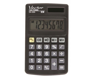 Makineri llogaritëse Vector DK-055, ekran 8 shifra, furnizim me bateri dhe diellor
