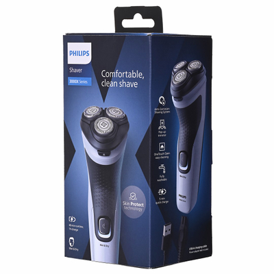 Makineri rroje Philips Shaver Series 3000 X3003/00, pa kabllo, e papërshkueshme nga uji, blu