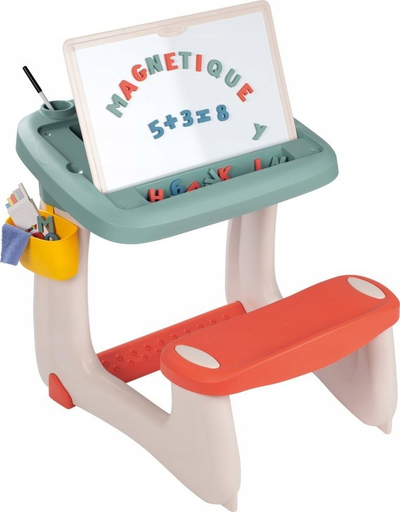 Bankë loje Smoby Bureau Petit Ecolier, dërrasë magnetike dyanshme, mbi 80 aksesorë, shumëngjyrëshe