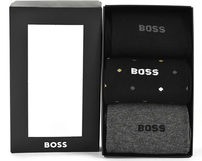 Set çorape për meshkuj HUGO BOSS, të zeza/hirta, 3 palë