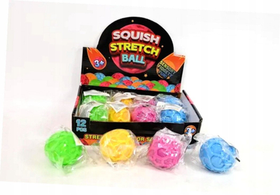 Top antistres GRAMAR Squish Stretch Ball, neon, set 12 copë, shumëngjyrësh