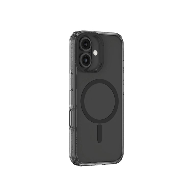 Маска Amazingthing Titan Pro Mag за iPhone 16, со магнетен прстен, проѕирна, црна