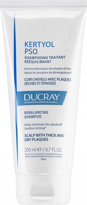 Shampo kundër zbokthit Ducray Kertyol P.S.O Rebalancing Treatment, për psoriazë të skalpit, 200 ml, e bardhë