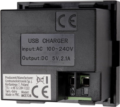 Prizë muri me USB Maclean USBx2 MCE728B, 2x USB, 2.1A, e zezë