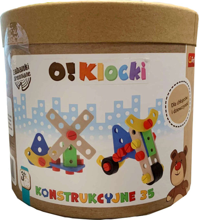 Lodër druri konstruktore O!Klocki, 35 pjesë, shumëngjyrëshe
