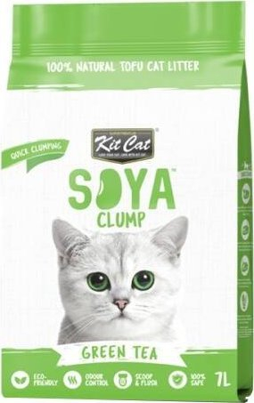 Rërë higjienike për mace Kit Cat SoyaClump Green Tea, sojë natyrale, 7L, jeshile