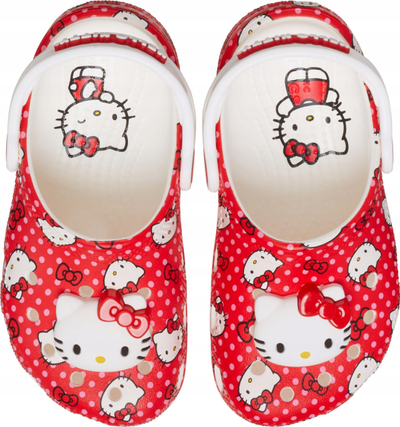 Sandale për fëmijë Crocs Classic Hello Kitty Red Clog K Jr 210576-90H, sintetike, me rrip të pasmë, të kuqe