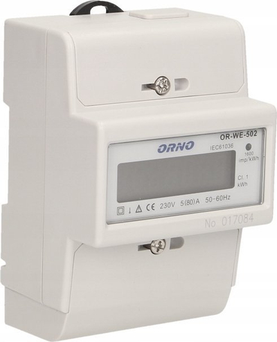 Matës energjie njëfazor ORNO, 80A, ekran LCD, i bardhë