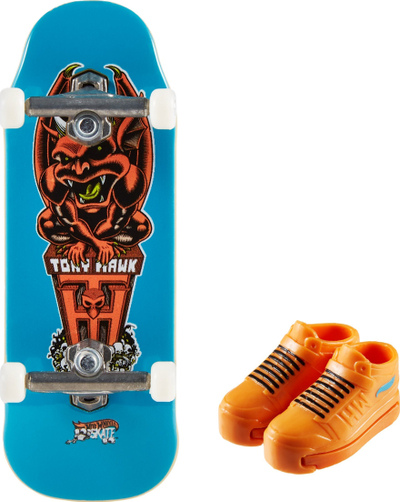 Set lodër Hot Wheels Skateboard and Shoe, mini skateboard me këpucë për gisht, shumëngjyrëshe