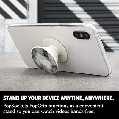Држач за телефон Popsockets Disco Crystal Silver, самолеплив, сив