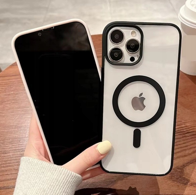 Mbrojtëse telefoni MagSafe për iPhone 14 Pro, material antishok, kornizë TPU, bardhë e zezë