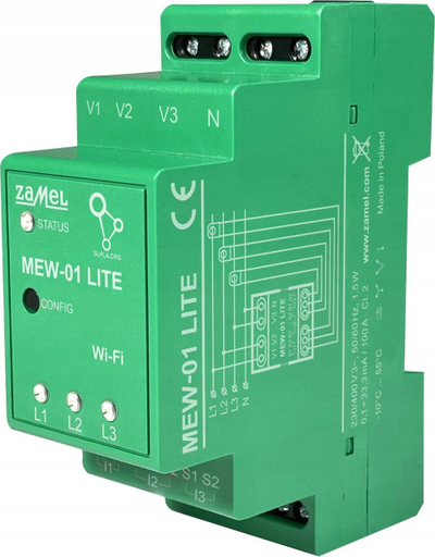Monitor trefazor energjie Zamel MEW-01 Lite SUPLA, Wi-Fi, 3x100A, i bardhë