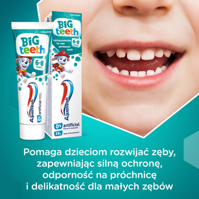 Pastë dhëmbësh për kalamoj Aquafresh Big Teeth, 50 ml, me fluor