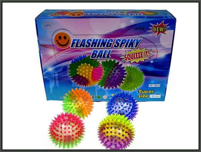 Top lodër me drita HIPO Glowing Rubber Hedgehog Ball 9cm, gome, me gjemba, shumëngjyrësh