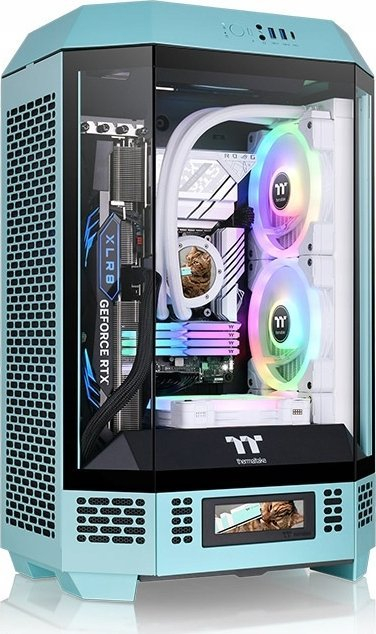 Kuti kompjuteri Thermaltake The Tower 300, Micro Tower, xham i temperuar, turkeze
