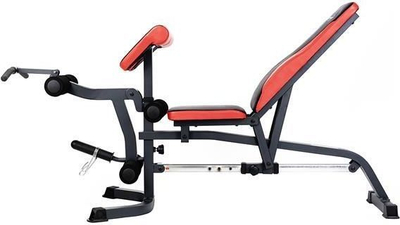 Stol multifunksional fitness HMS LS3050, me pult për biceps, modul për këmbë, i kuq e zi