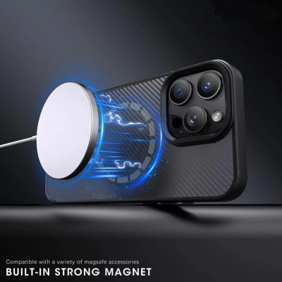 Mbulesë telefoni Wozinsky Carbon Fiber MagSafe për Samsung Galaxy S25 Plus, TPU, gri