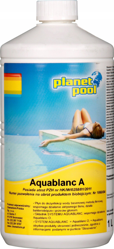Dezinfektues pishine Chemoform Aquablanc A, oksigjen aktiv, lëng, 3L