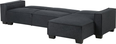Divan këndi ROMEDAL, me 3 vende, me shtrat, kënd majtas, gri grafit