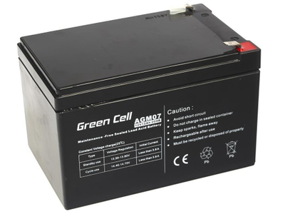 Bateri AGM Green Cell 12V 12Ah, plumb i mbyllur VRLA, e zezë