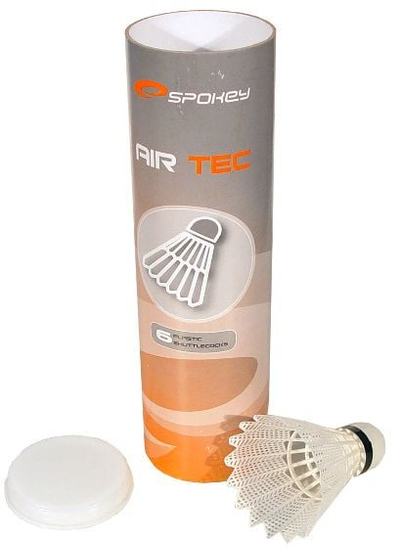 Shuttlecock badminton Spokey Air Tec 83431, najlon, set 6 copë, e bardhë