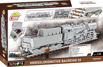 Set me blloqe Cobi War Locomotive Series 52, shkallë 1:35, me figura, gri ushtarake