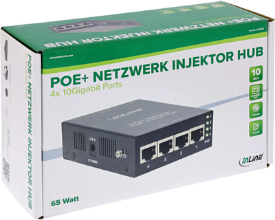 Injektor PoE+ InLine 10Gigabit Hub, 4 porte, 30W, i zi
