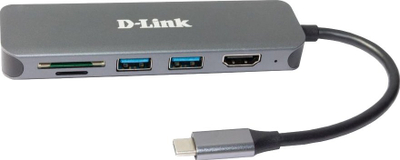 HUB USB D-Link DUB-2327, 6 në 1, USB-C, HDMI, gri