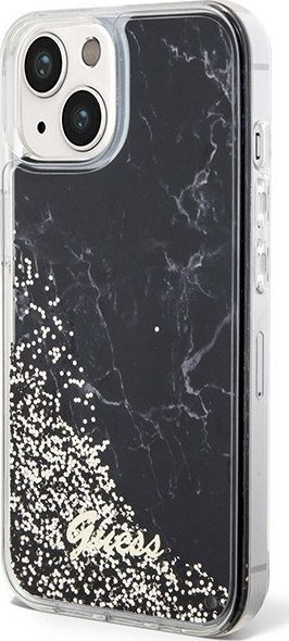 Guaskë telefoni Guess GUHCP14SLCSGSGK për iPhone 14, Liquid Glitter Marble, e zezë