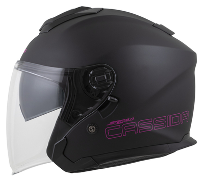 Helmetë jet CASSIDA Jet Tech 2.0 Solid, polikarbonat, e zezë mat me rozë